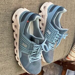 On Running Blue Sneakers with Breathable Mesh and Cushioned Sole